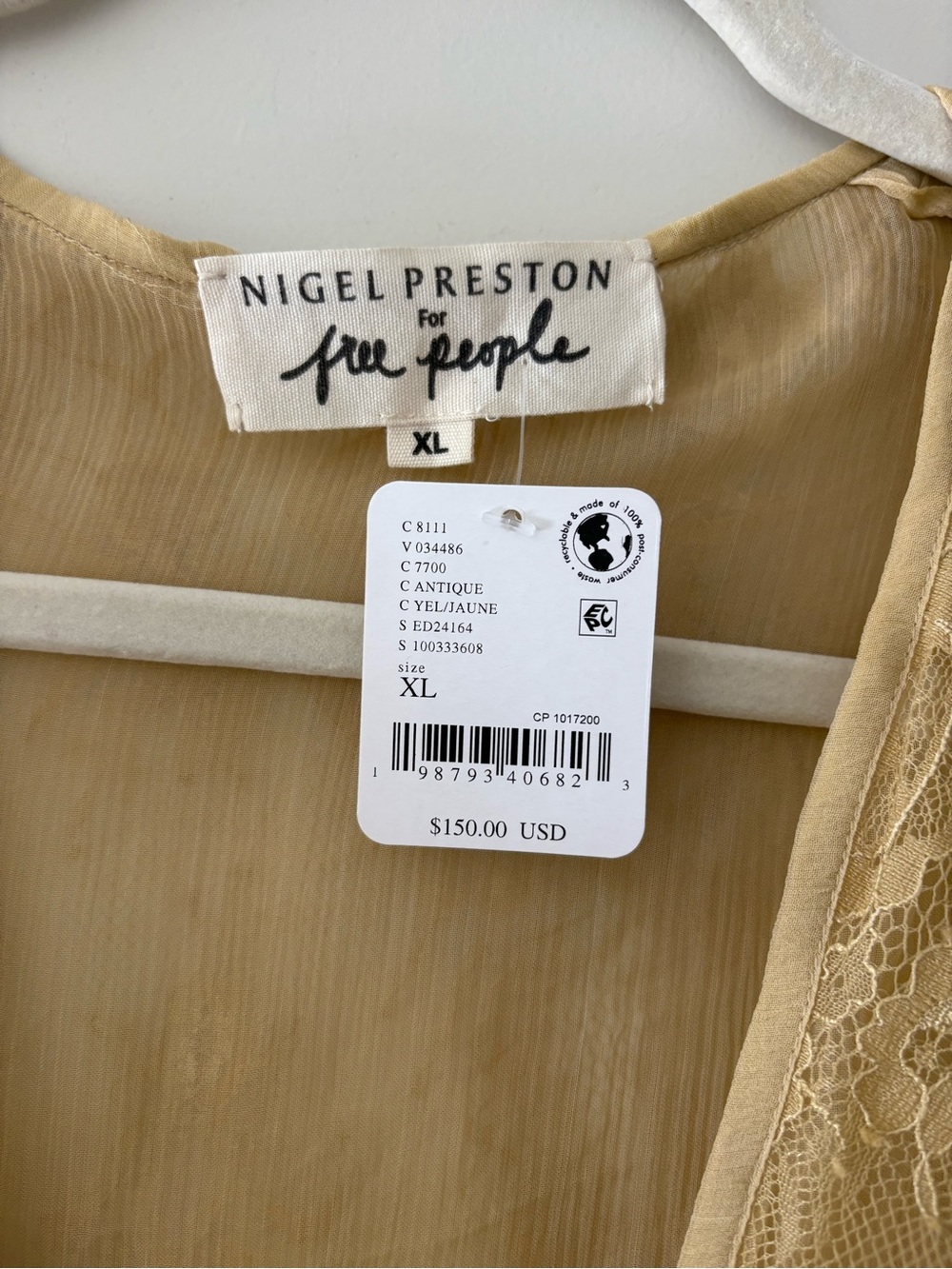Free People x Nigel Preston Fairy Chiffon Blouse XL Boho - Picture 5 of 5